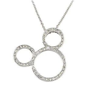 Disney Arribas Mickey Mouse Necklace Open Icon Crystals Swarovski Silver Toned